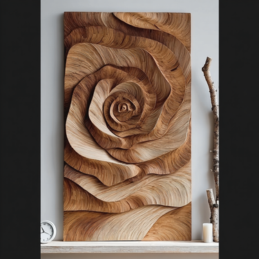 Solid Wood Carved Rose Wall Art for Interior Decor