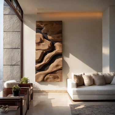 Contemporary Solid Wood Carved Wall Panel for Modern Interiors