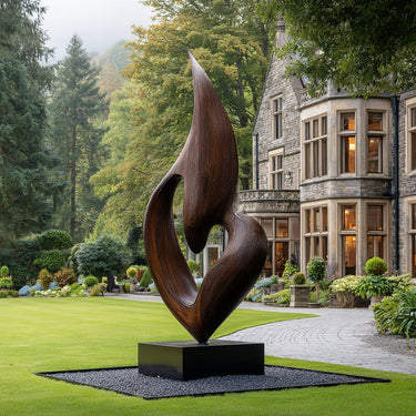 Organic Modern Outdoor Solid Wood Sculpture for Garden and Landscape Display
