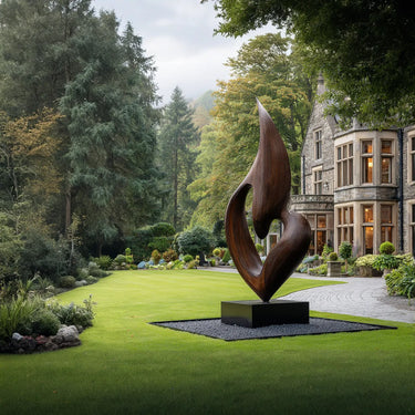Organic Modern Outdoor Solid Wood Sculpture for Garden and Landscape Display