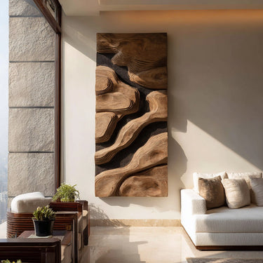 Contemporary Solid Wood Carved Wall Panel for Modern Interiors