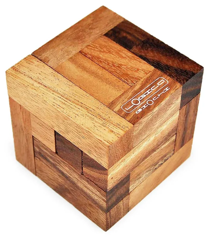 Vitruvian Inspired Wooden Cube Puzzle Decor