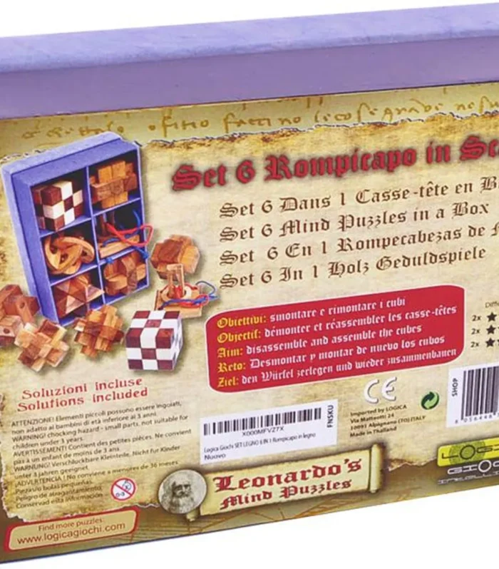 Six Puzzle Set In Wooden Storage Box Collection